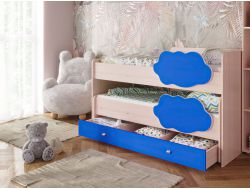 Кровать Соник и ящиком млечный дуб с синим