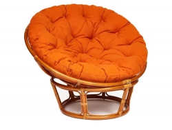 Кресло Papasan 23/01 W с подушкой Cognac, ткань Оранжевый