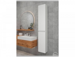 Шкаф пенал навесной для ванной комнаты и туалета MH12 Белый глянец